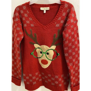 Im In Love With Derek Ugly Christmas Sweater Reindeer Women Size Medium No Flaws